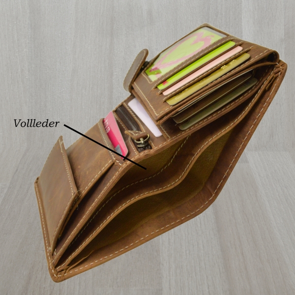 Echt Leder Portemonnaie Flügel Adler Herren Brieftasche Geldbeutel braun